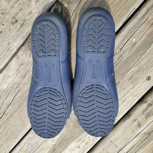 Crocs Gianna Alice Ballet Flat Shiny Cap Toe Size 8 Blue Gold Band Jelly - Picture 6 of 7